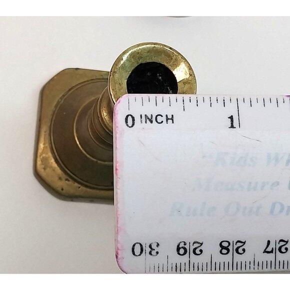 Antique Solid Brass Candlestick Holders Set Of 5 Mixed Styles & Heights - Picture 5 of 7